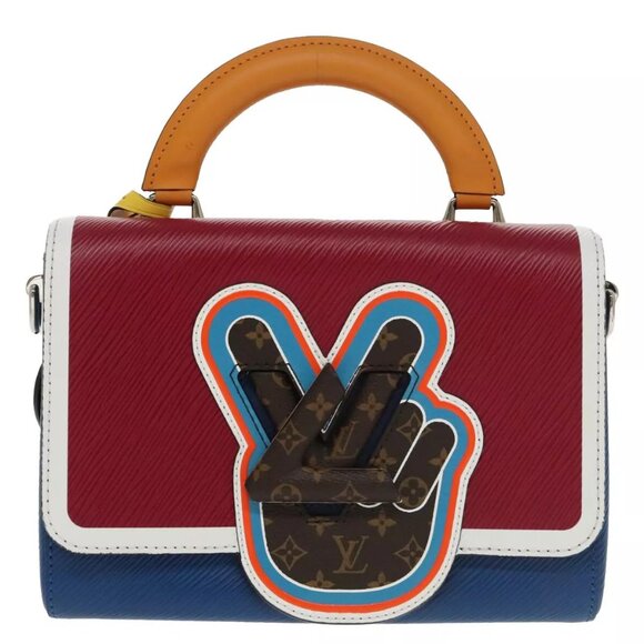 LOUIS VUITTON Epi Peace Love Twist MM Hand Bag Red Blue - Picture 2 of 16